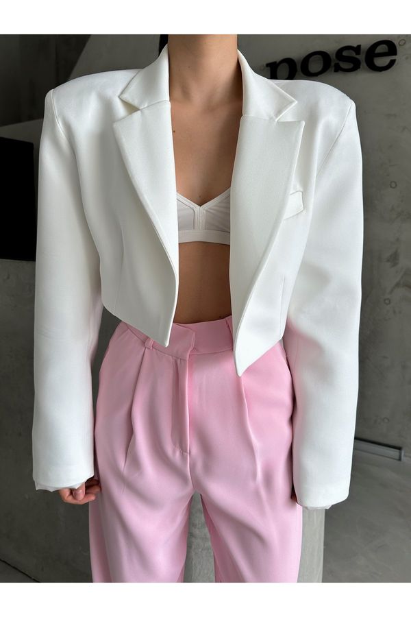 Laluvia Laluvia White Premium Waistcoat Crop Jacket