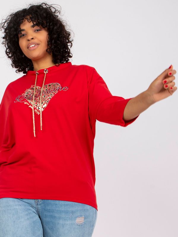 Fashionhunters Large red blouse with Eileen app