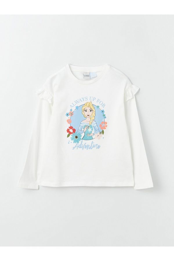 LC Waikiki LC Waikiki Crew Neck Elsa Printed Long Sleeve Girls T-Shirt