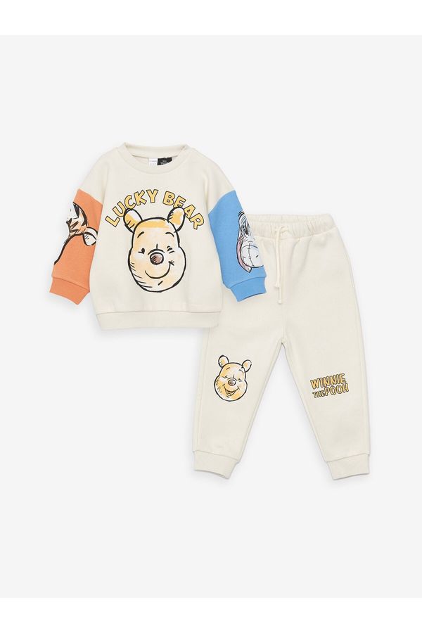 LC Waikiki LC Waikiki Crew Neck Long Sleeve Winnie the Pooh Printed Baby Boy Sweatshirt and Pants 2-Set