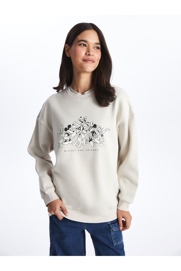 LC Waikiki LC Waikiki Crew Neck Mickey and Friends Printed Long Sleeve Oversize Women's Sweatshirt Tunic