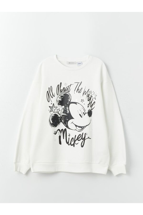 LC Waikiki LC Waikiki Crew Neck Mickey Mouse Printed Long Sleeve Oversize Women's Sweatshirt