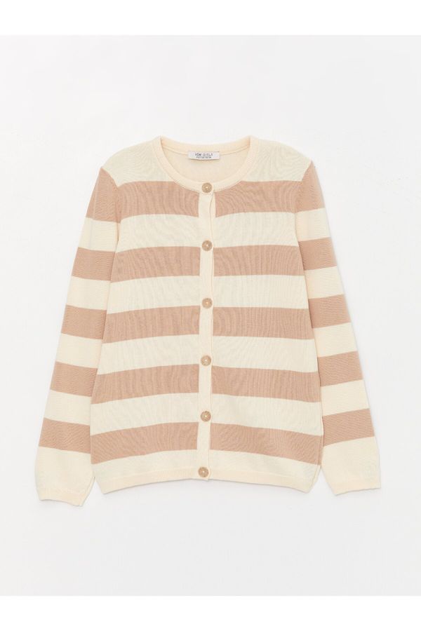 LC Waikiki LC Waikiki Crew Neck Striped Long Sleeve Girl's Knitwear Cardigan