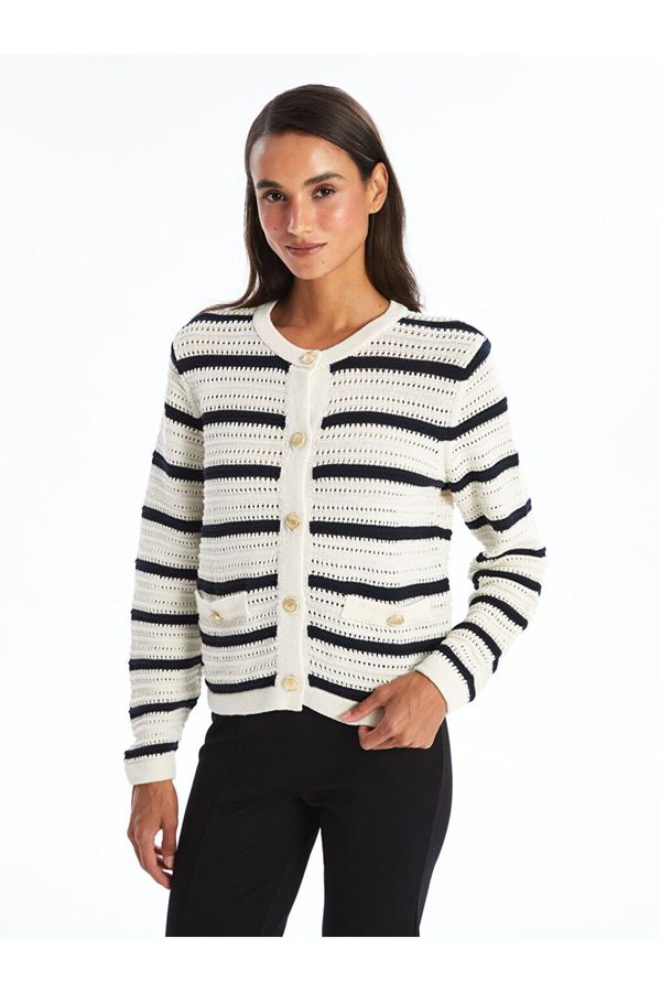 LC Waikiki LC Waikiki Crew Neck Striped Long Sleeve Women's Knitwear Cardigan