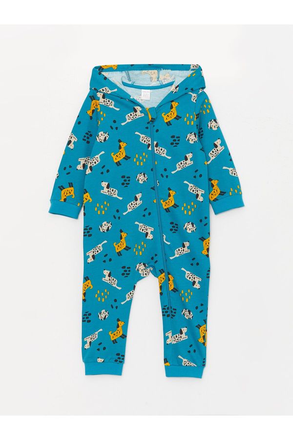 LC Waikiki LC Waikiki Hooded Long Sleeve Patterned Baby Boy Rompers