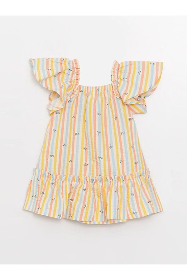 LC Waikiki LC Waikiki Lcw Baby Square Collar Short Sleeve Patterned Baby Girl Dress