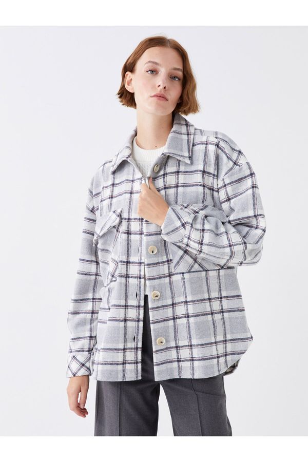 LC Waikiki LC Waikiki LCW Casual Plaid Long Sleeve Oversize Women's Shirt Jacket