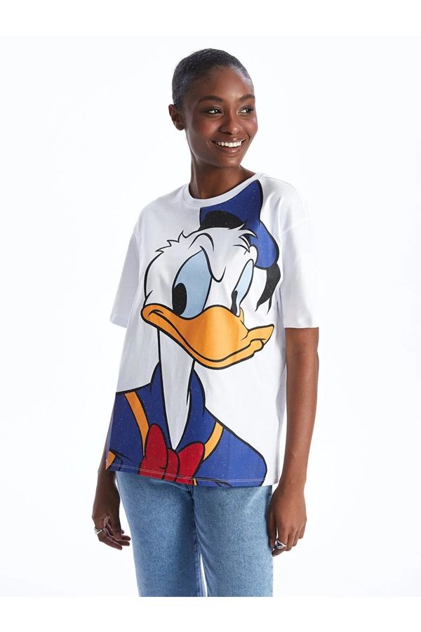LC Waikiki LC Waikiki LCW Vision Crew Neck Donald Duck Printed Short Sleeve Oversize Women's T-Shirt
