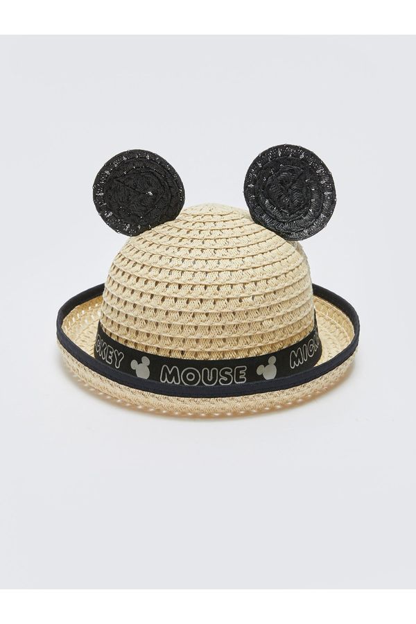 LC Waikiki LC Waikiki Mickey Mouse Printed Baby Girl Straw Fedora Hat