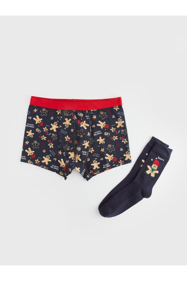 LC Waikiki LC Waikiki New Year's Themed Men's Boxers and Socks