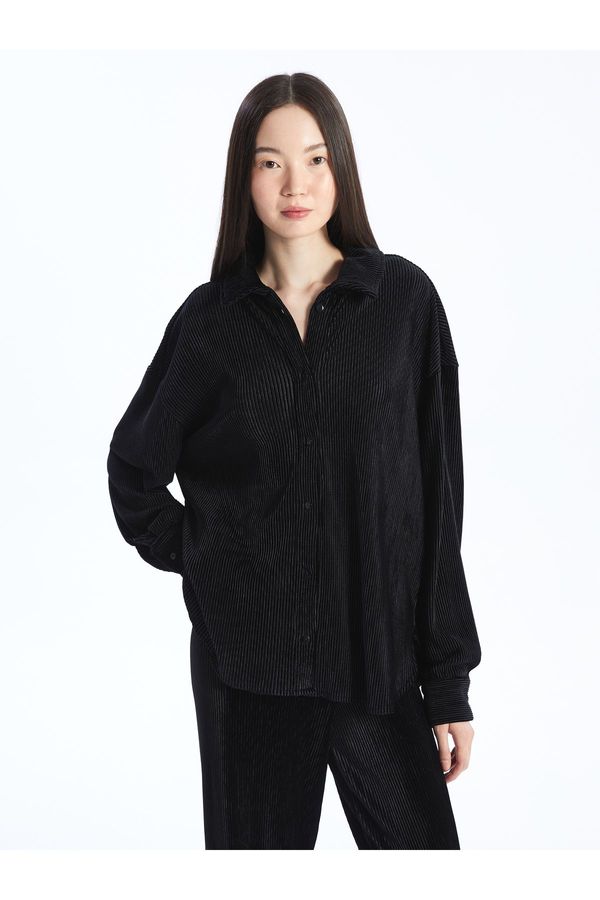 LC Waikiki LC Waikiki Plain Long Sleeve Oversize Velvet Women's Shirt