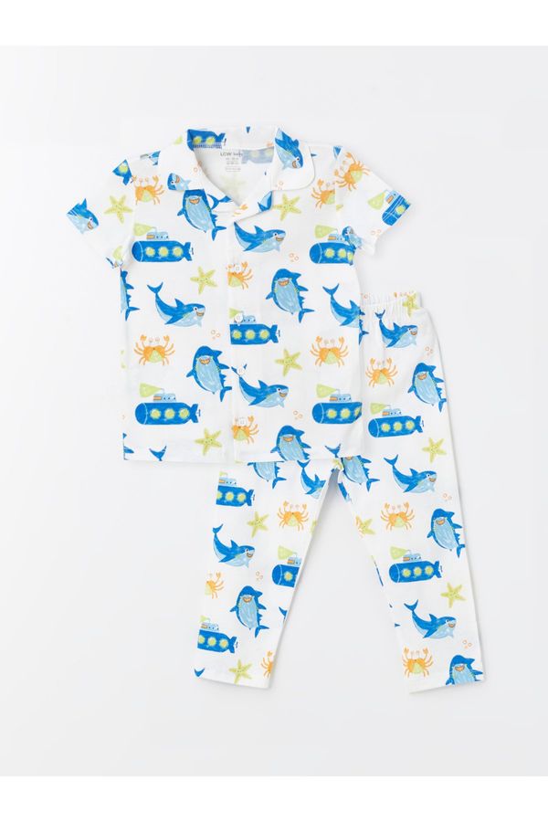 LC Waikiki LC Waikiki Polo Neck Short Sleeve Printed Baby Boy Pajamas Set