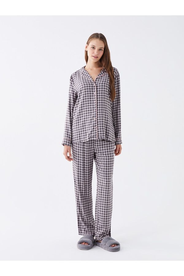 LC Waikiki LC Waikiki Shirt Collar Plaid Long Sleeve Women's Pajama Set