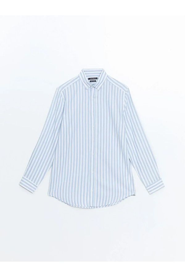 LC Waikiki LC Waikiki SOUTHBLUE Blue Striped Regular Fit Long Sleeve Striped Poplin Men's Shirt