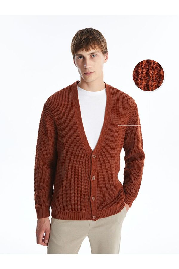 LC Waikiki LC Waikiki Standard Pattern V-Neck Men's Knitwear Cardigan