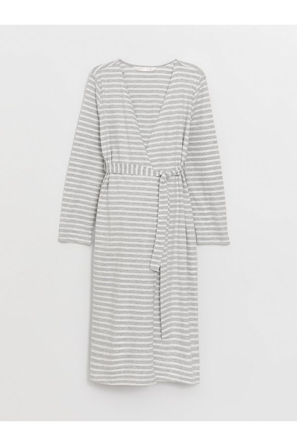 LC Waikiki LC Waikiki Striped Long Sleeve Maternity Dressing Gown with Shawl Collar