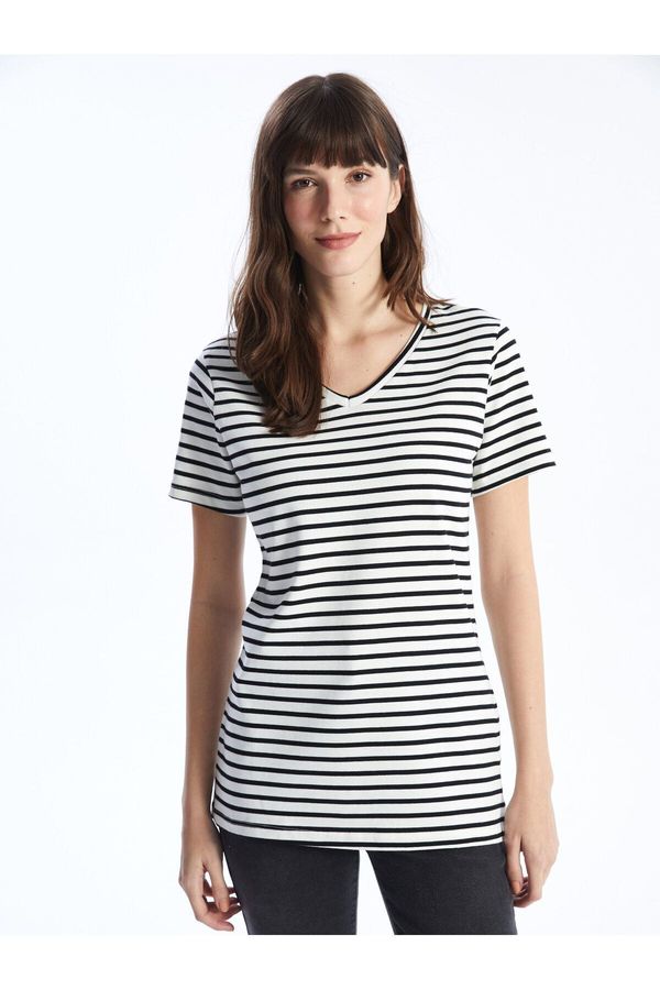 LC Waikiki LC Waikiki V-Neck Striped Short Sleeve Women's T-Shirt