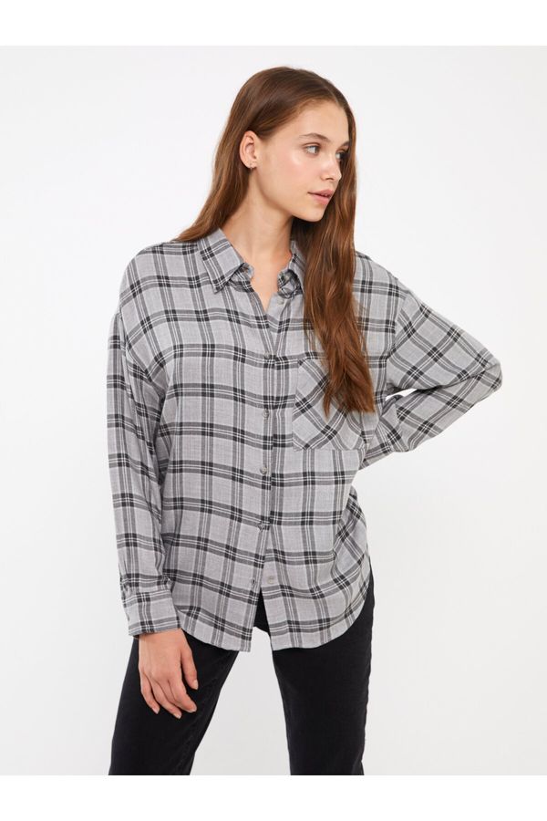 LC Waikiki LC Waikiki Women's Plaid Long Sleeve Oversize Shirt