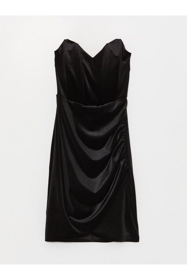 LC Waikiki LC Waikiki Women's Strapless Plain Velvet Dress