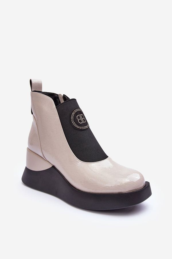 Kesi Leather wedge shoes S.Barski Light gray