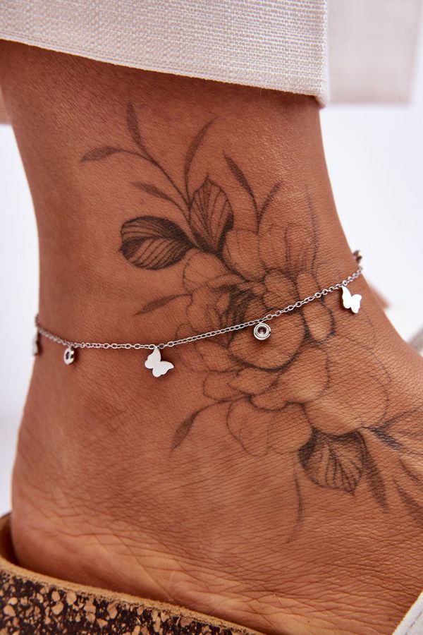 Kesi Leg bracelet With butterflies silver