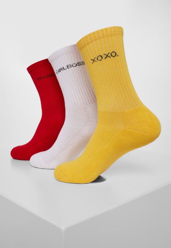 Urban Classics Accessoires Lettering Socks 3-Pack Yellow/Red/White