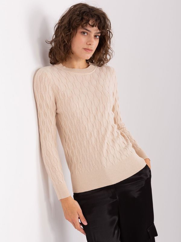 Fashionhunters Light beige classic cotton sweater