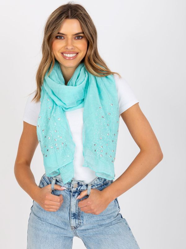 Fashionhunters Light blue airy scarf with application