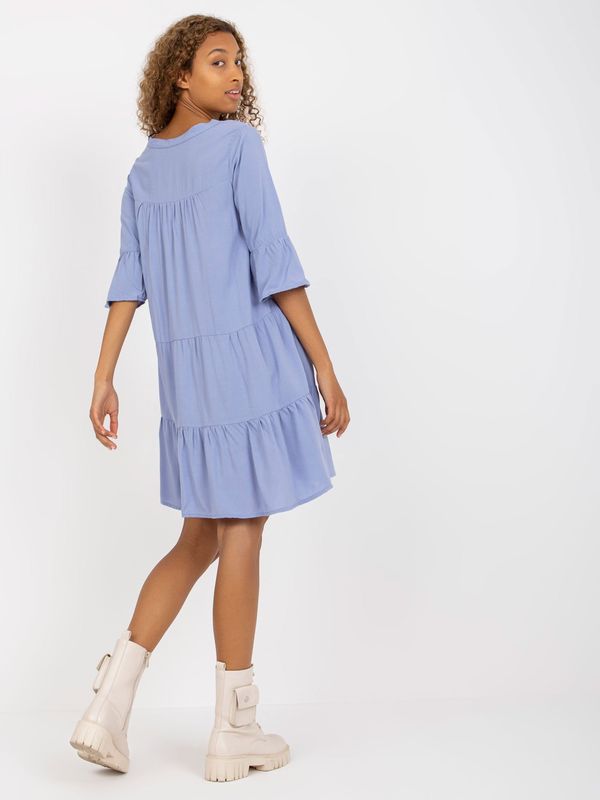 Fashionhunters Light blue dress with frills and 3/4 sleeves SUBLEVEL