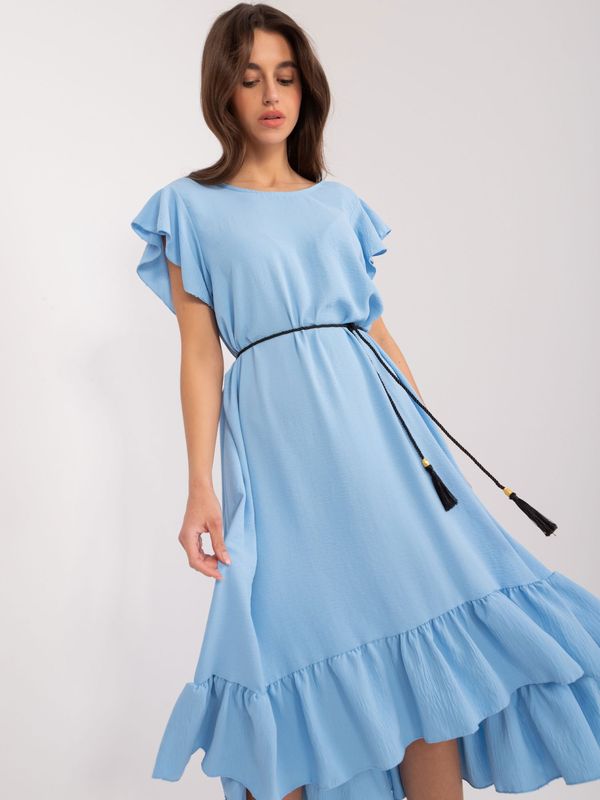 Fashionhunters Light blue oversize dress with ruffles