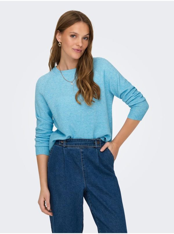 Only Light blue women's basic sweater ONLY Lesly - Women
