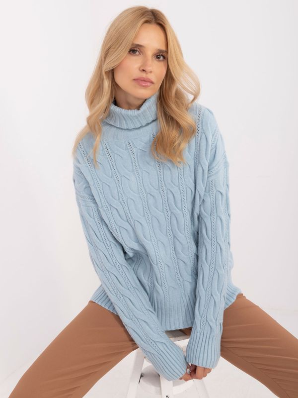 Fashionhunters Light blue women's oversize sweater