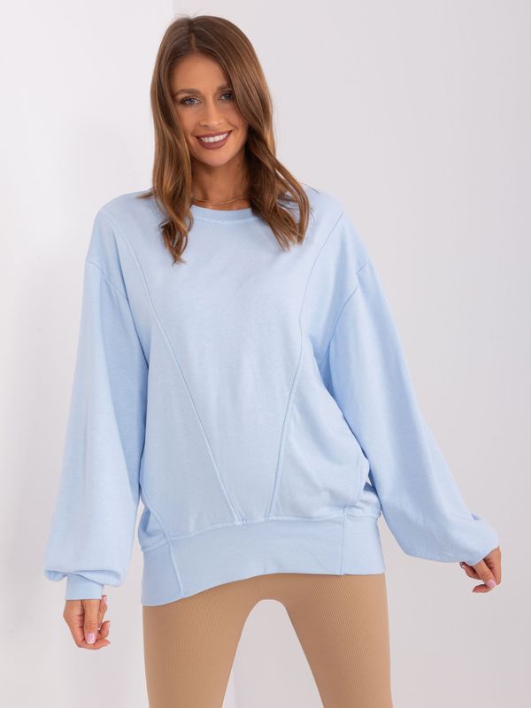 Fashionhunters Light blue women's oversize sweatshirt