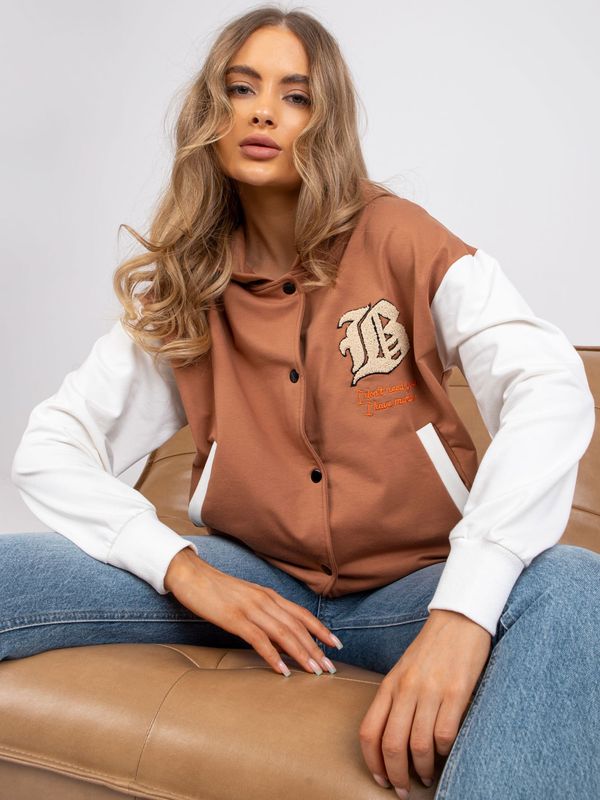 Fashionhunters Light brown baseball hoodie with pockets