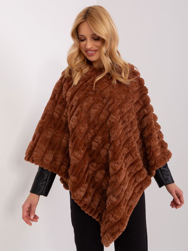 Fashionhunters Light brown women's poncho with lining