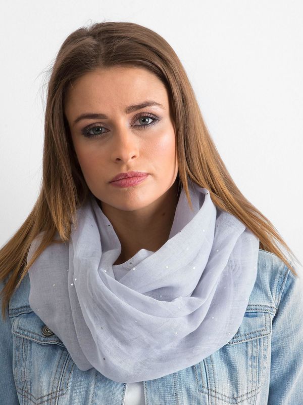 Fashionhunters Light gray scarf with rhinestones
