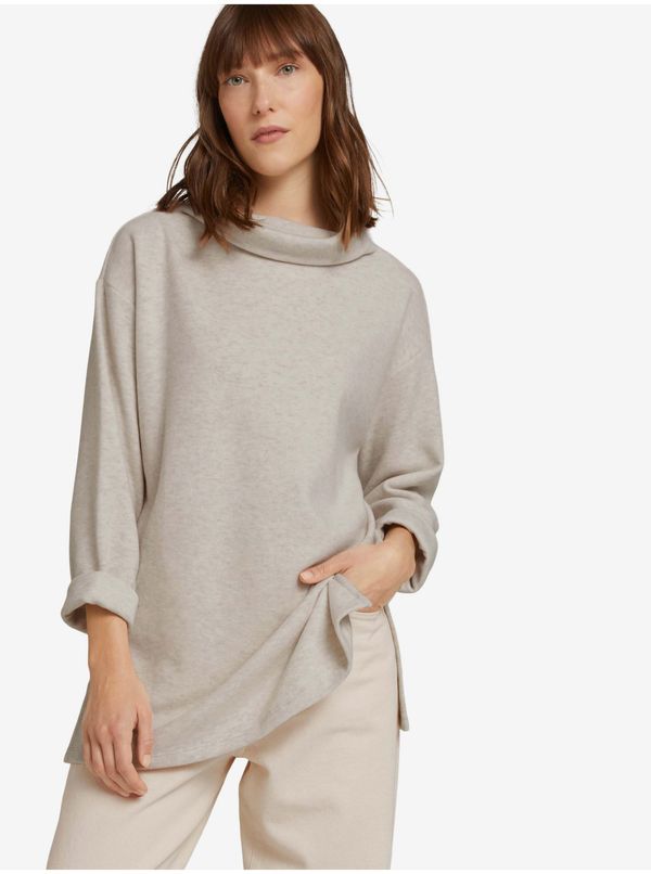 Tom Tailor Light gray womens loose sweatshirt with stand-up collar Tom Tailor - Women
