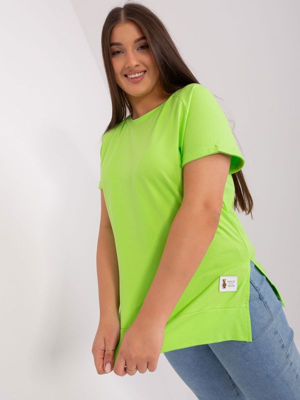 Fashionhunters Light green plus size blouse with round neckline