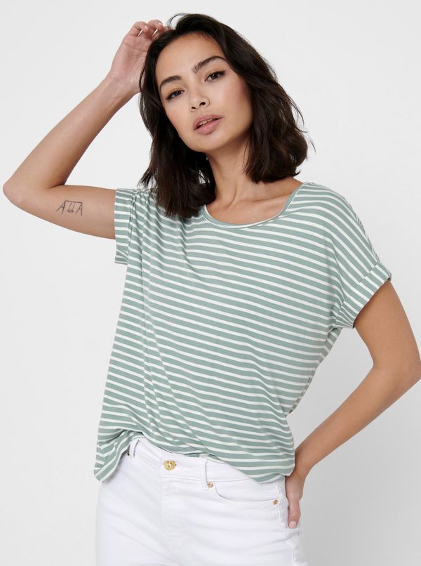 Only Light Green Striped ONLY-Moster T-Shirt - Women