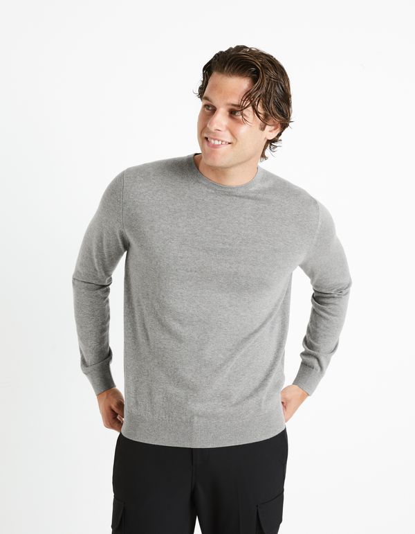 Celio Light grey men's basic sweater Celio Decotonv