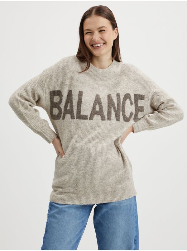 Noisy May Light Grey Ribbed Oversize Sweater Noisy May Balance - Women