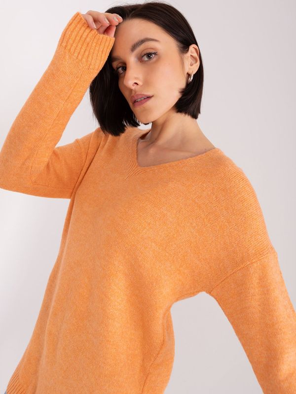 Fashionhunters Light orange women's oversized sweater with long sleeves RUE PARIS