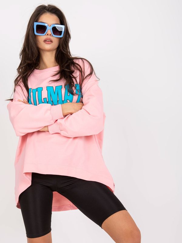 Fashionhunters Light pink and blue oversize hoodie