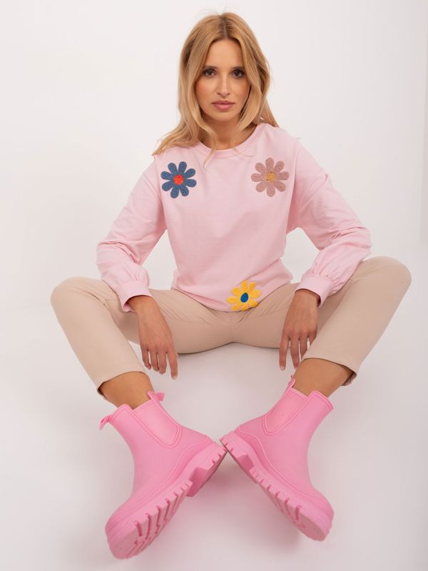 Fashionhunters Light pink cotton hoodie