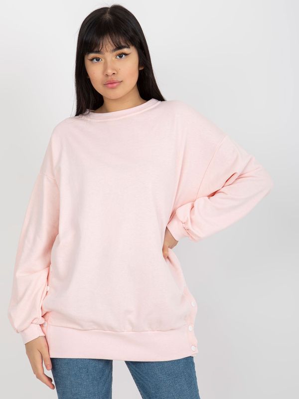 Fashionhunters Light pink hoodie with snap studs