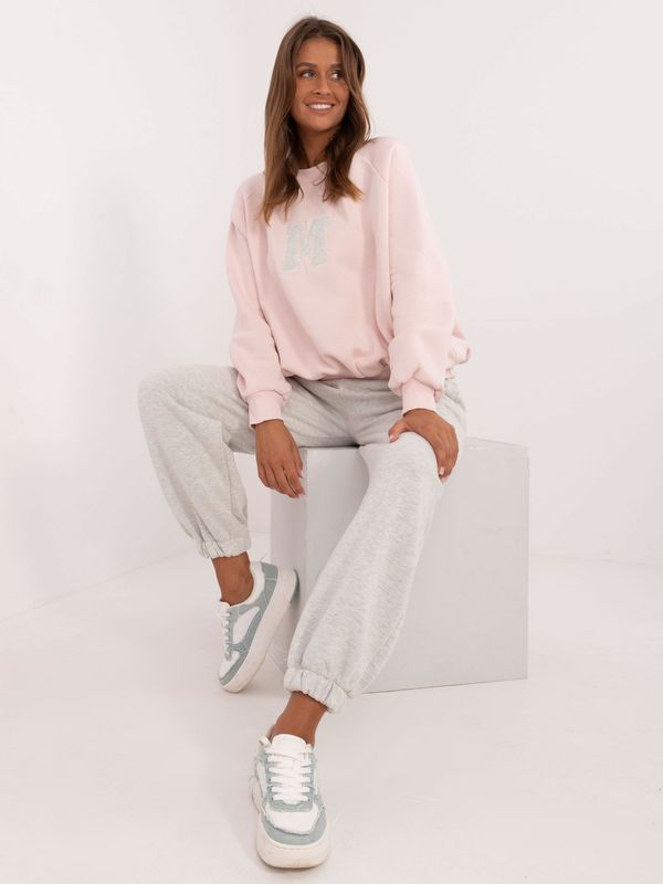 Fashionhunters Light pink oversize tracksuit