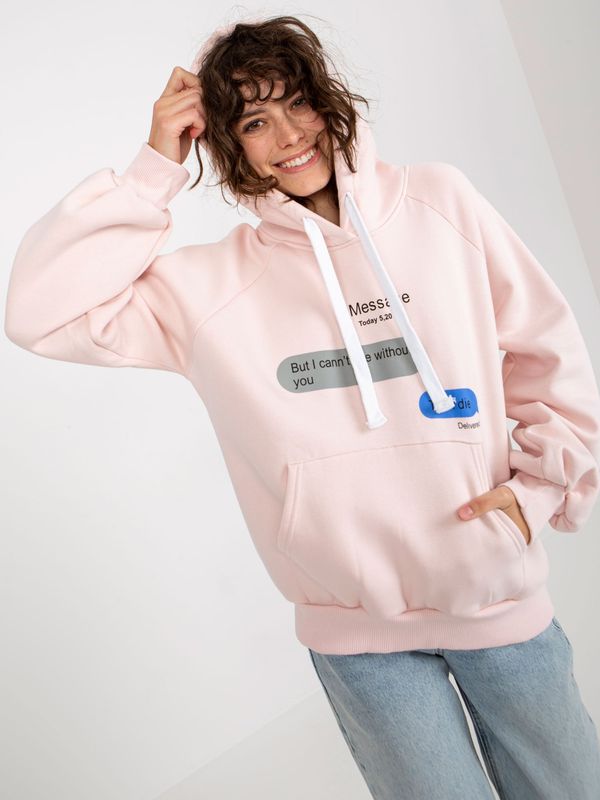 Fashionhunters Light pink sweatshirt with oversize print