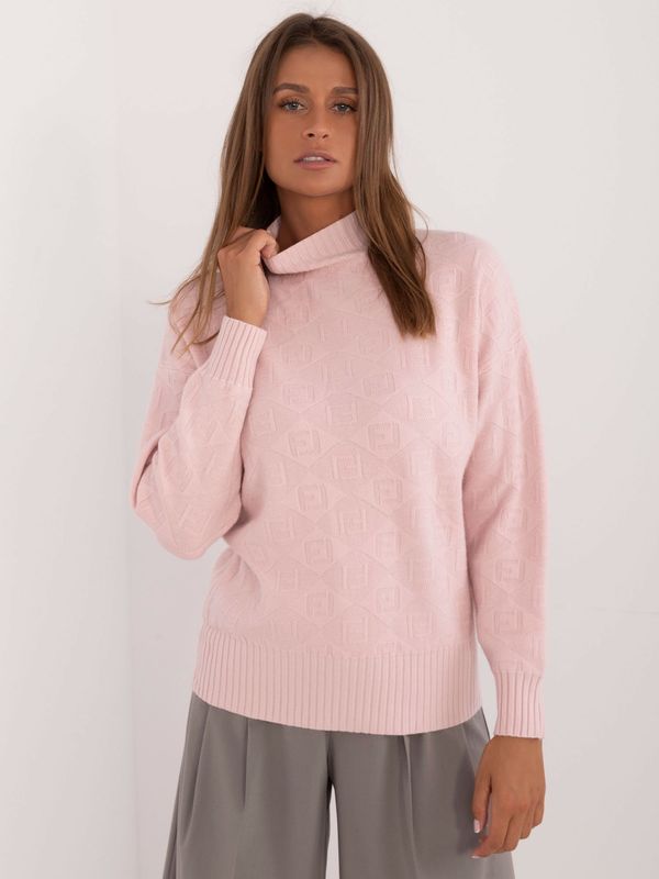 Fashionhunters Light pink turtleneck sweater