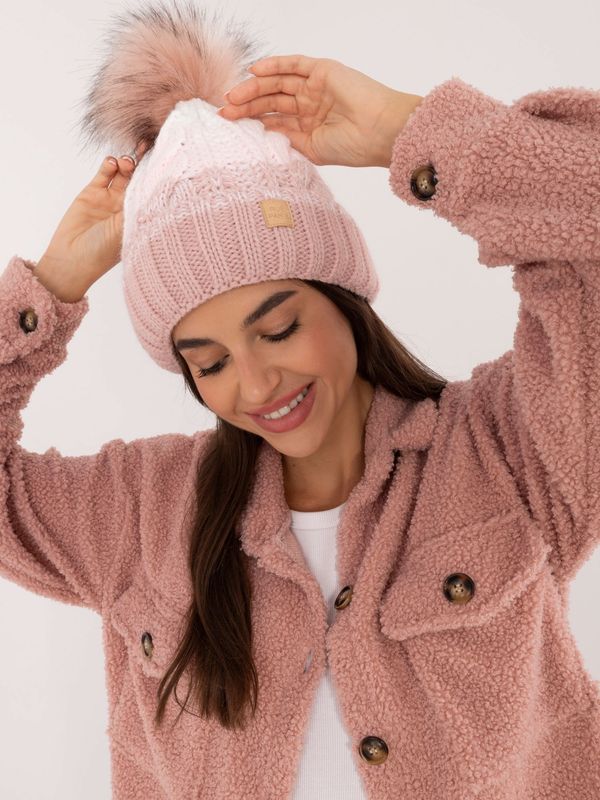 Fashionhunters Light pink winter hat with fleece insulation RUE PARIS