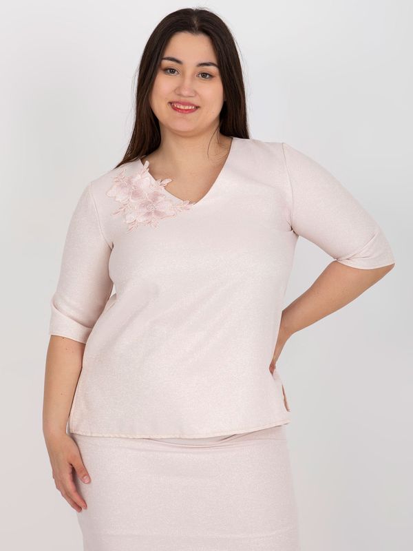Fashionhunters Light pink women's blouse plus size from the set